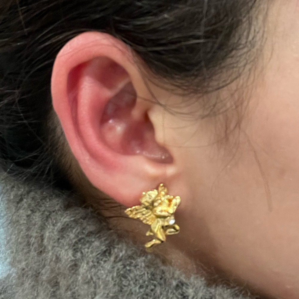 Baby Angel Gold Stud Earrings